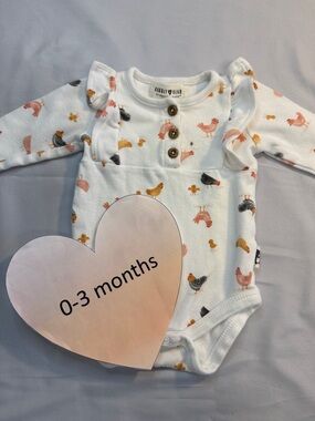 💦 Rabbit + Bear - Organic cotton Chicken Print Baby Onesie Shirt